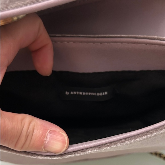 Anthropologie Grey Velvet Crossbody Bag w/ Handle - Picture 5 of 7